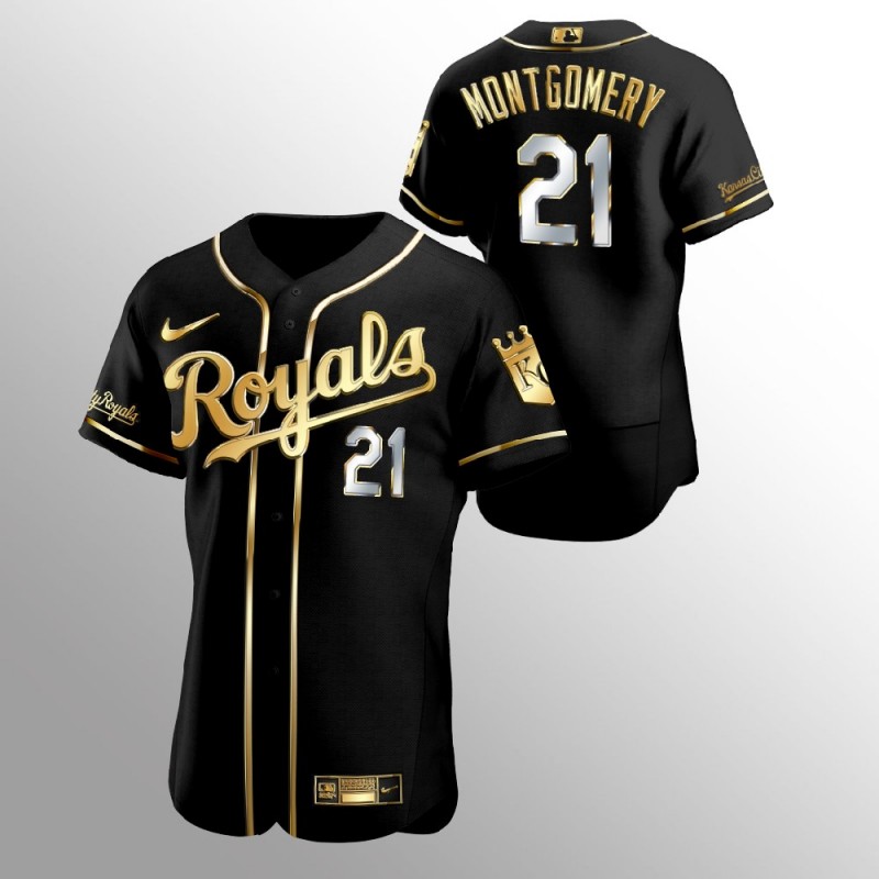 Men’S Kansas City Royals Mike Montgomery Golden Edition Black  Jersey – All Stitched, Embroidery