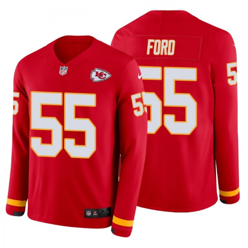 Dee Ford #55 Kansas City Chiefs Therma Long Sleeve Red Jersey – All Stitched, Embroidery