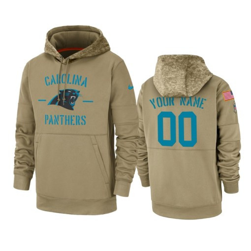 Carolina Panthers Custom Tan 2019 Salute To Service Sideline Therma Pullover Hoodie