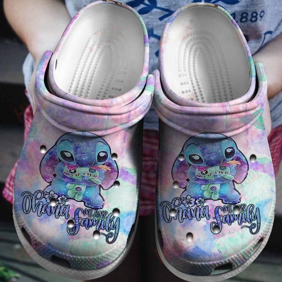 Stitch & Lilo Ohana Means Family Gift For Fan Classic Water Rubber 3D Crocband Clog