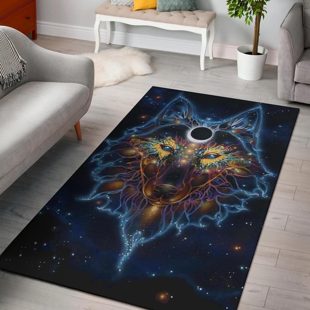 Wolf Galaxy Native American Design Area Rug Carpet Area Rug For Living Room Bedroom Rug Home Decor