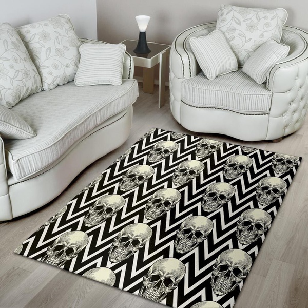 Black And White Zigzag Metal Skull H …