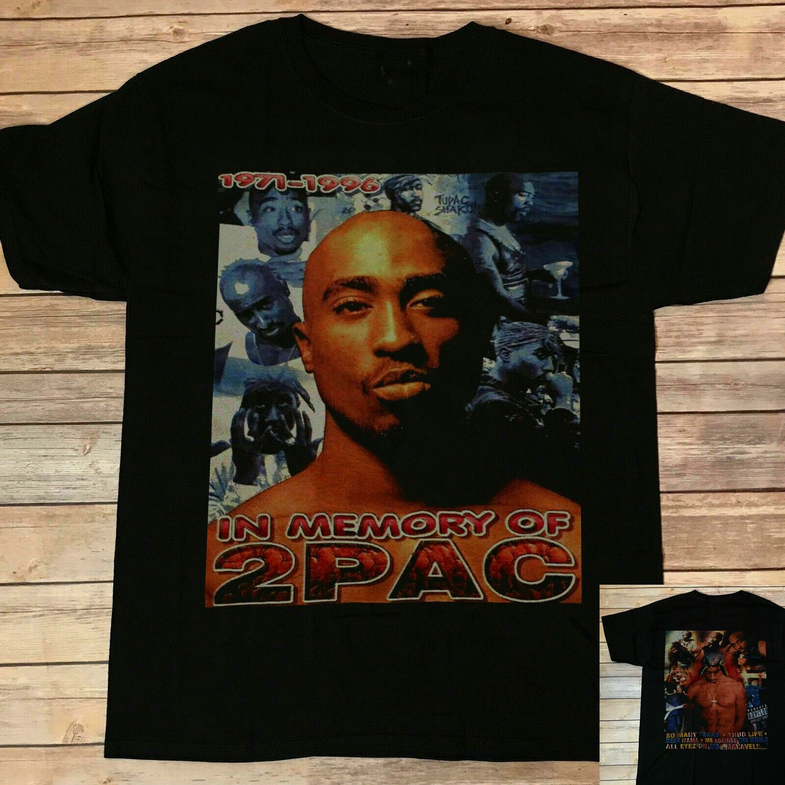 VINTAGE~Tupac Shakur Memorial Rap T-Shirt 90s 2pac Bay Gildan RePrint