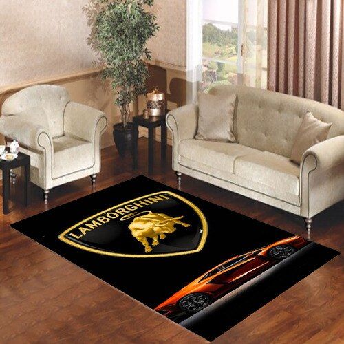 Lamborghini Car Auto Orange Logo Living Room Carpet Rugs Area Rug For Living Room Bedroom Rug Home Decor