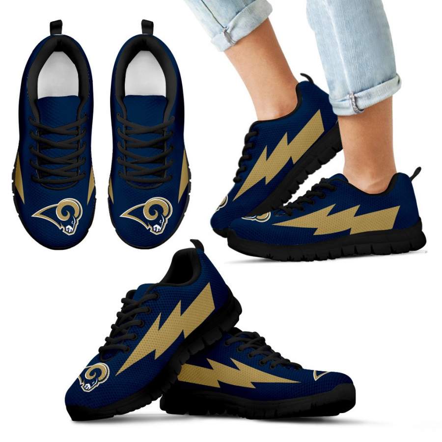 Beautiful Los Angeles Rams Sneakers Thunder Lightning Amazing Logo