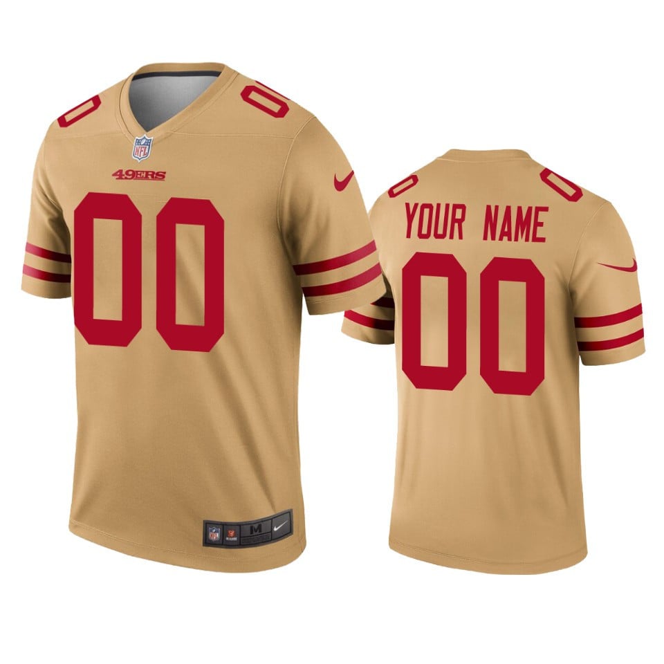 49Ers Custom Gold Inverted Legend Jersey – All Stitched