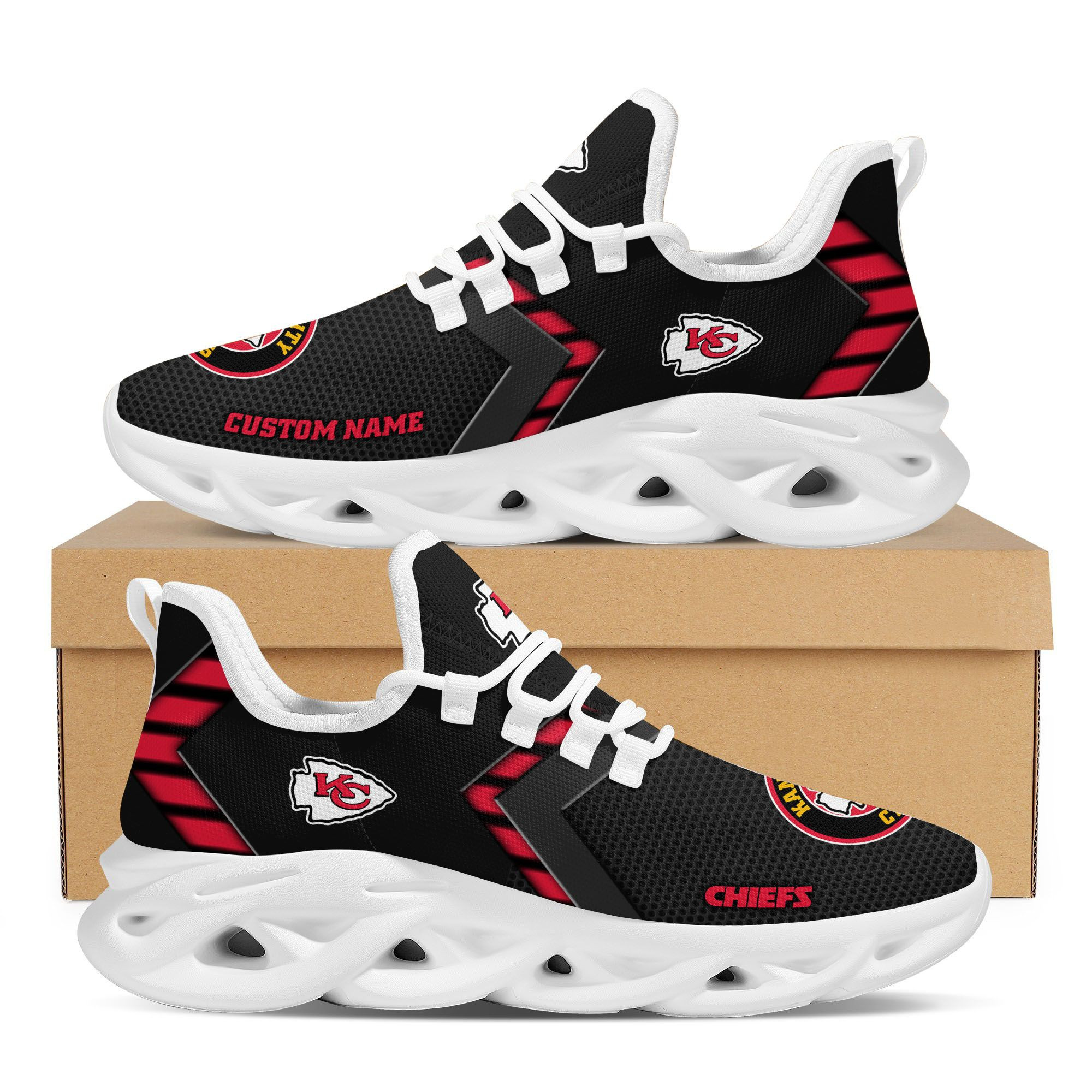 Kansas City Chiefs Custom Name Personalized Sporty Max Soul Sneakers Running Sports Shoes For Men Women