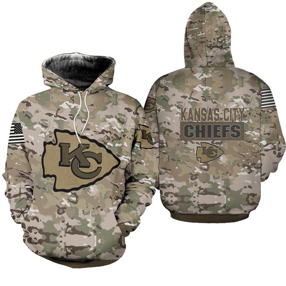 Kansas City Chiefs Camouflage Veteran 3D Jersey Hoodie