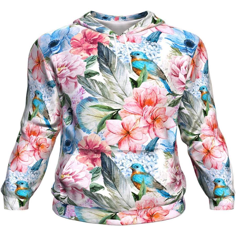 Watercolor Flowers And Birds Unisex Men/Women All-Over Print 3D Hoodie