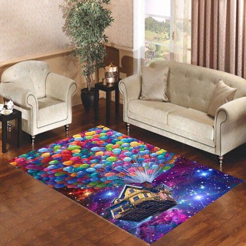 Balloons Flying House In Galaxy Nebula Living Room Carpet Rugs Area Rug For Living Room Bedroom Rug Home Decor