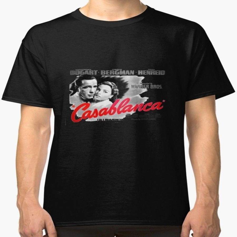 Vintage Style Custom Printed Casablanca New Men’s Black T-Shirt