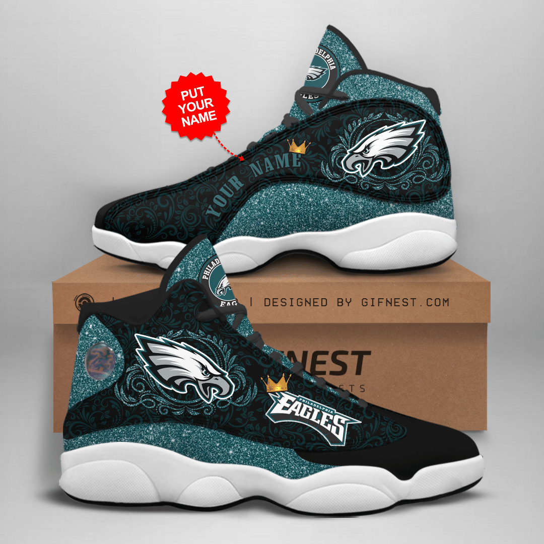 Philadelphia Eagles Jordan 13 Personalized Shoes Philadelphia Eagles Customized Name Sneaker