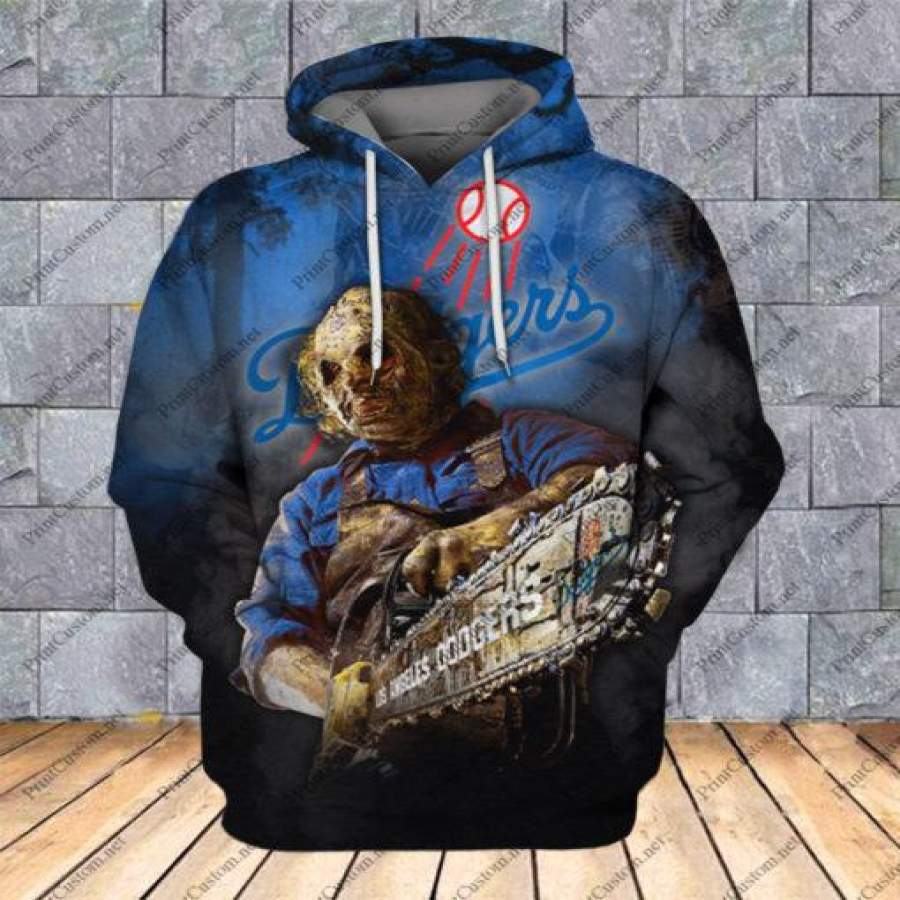 Horror Los Angeles Dodgers All Over Print – Los Angeles Dodgers 3D Hoodie - Los Angeles Rams With Jason Voorhees Hoodie