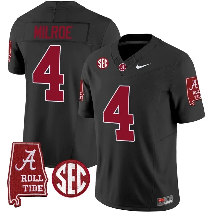 Alabama Crimson Tide Jalen Milroe Black Jersey – All Stitched