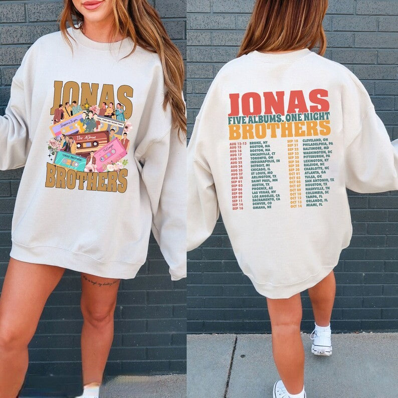 Jonas Brother Shirt, Vintage Jonas Brothers Shirt, Jonas Brothers Five Albums One Night Tour Tee, Jonas Brothers The Albums