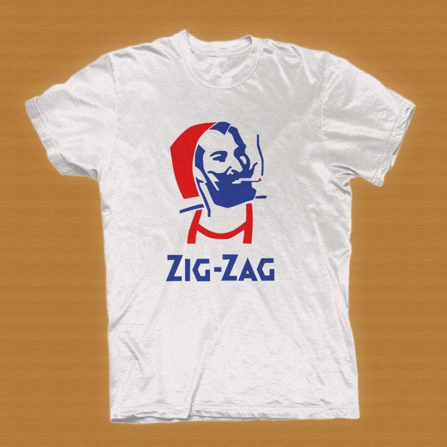 Vintage Zig Zag Man  White T-Shirt Tee Size S-3XL