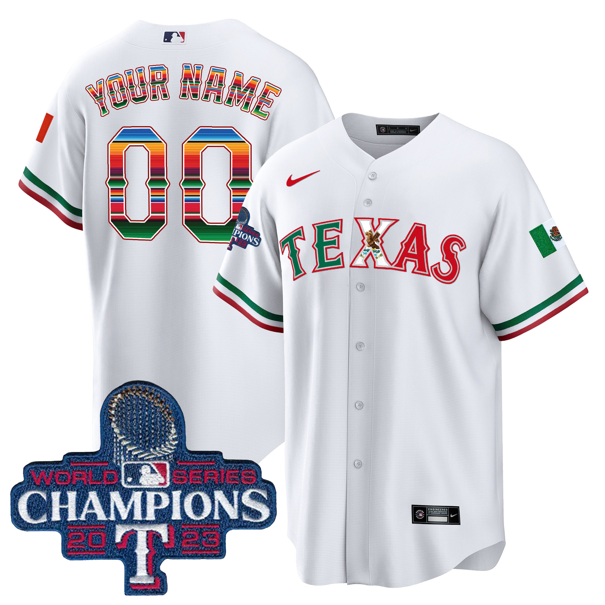 Texas Rangers Mexico 2023 World Series Champions Baseball Custom Jersey V2 – All Stitched