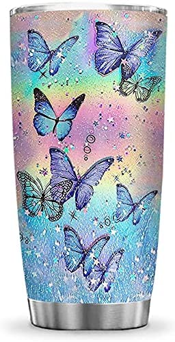 20Oz Butterfly Hologram Inspiration Motivation Tumbler Cup With Lid, Double Wall Vacuum Sporty Thermos Insulated Travel Coffee Mug – Dnm0603005Z