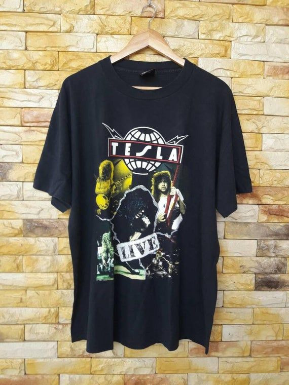 Vintage Tesla Psychoto Suppes Tour 92 Heavy Metal Hard Rock X Shirt