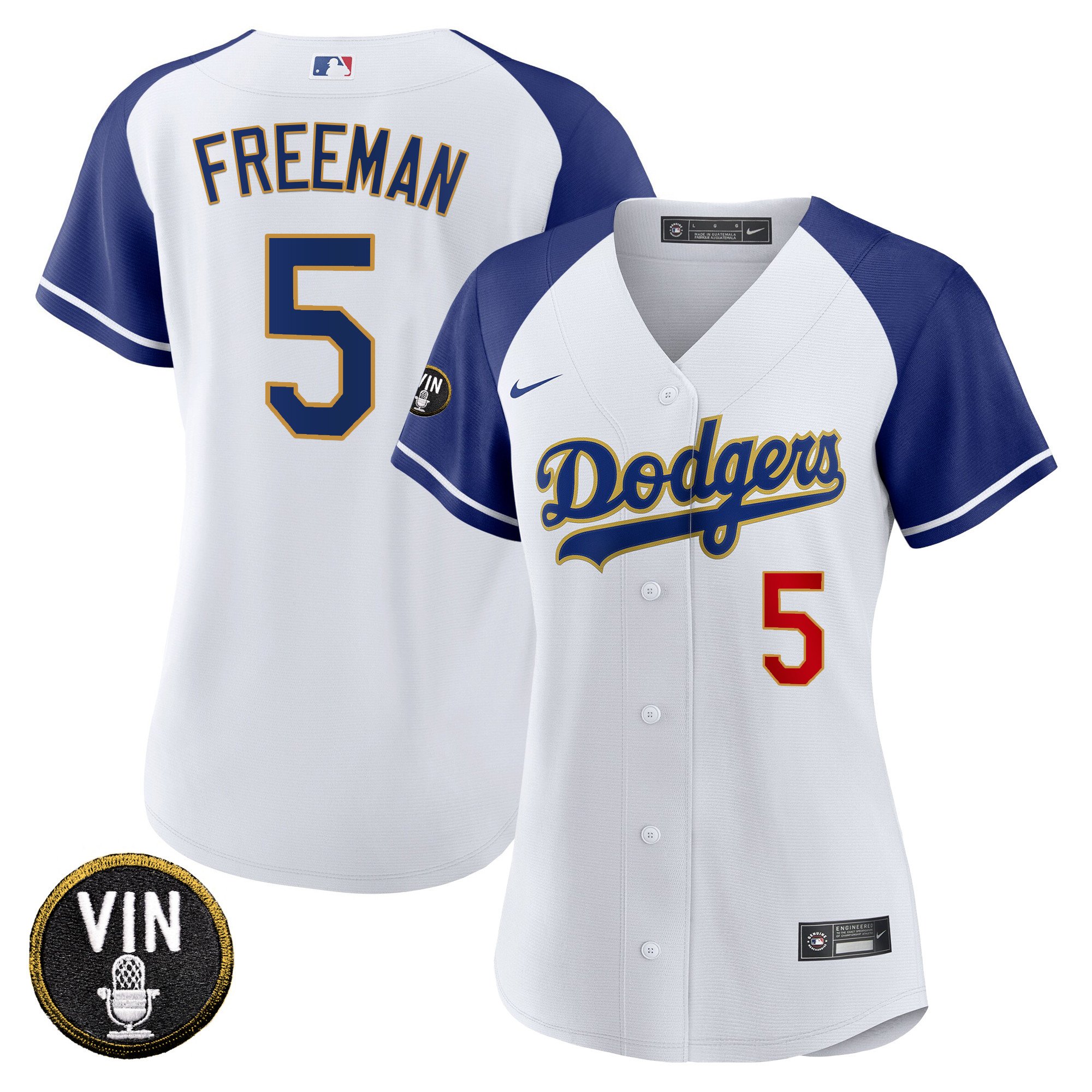 Women’S Dodgers Vin Scully Patch Gold Trim Jersey – All Stitched ...