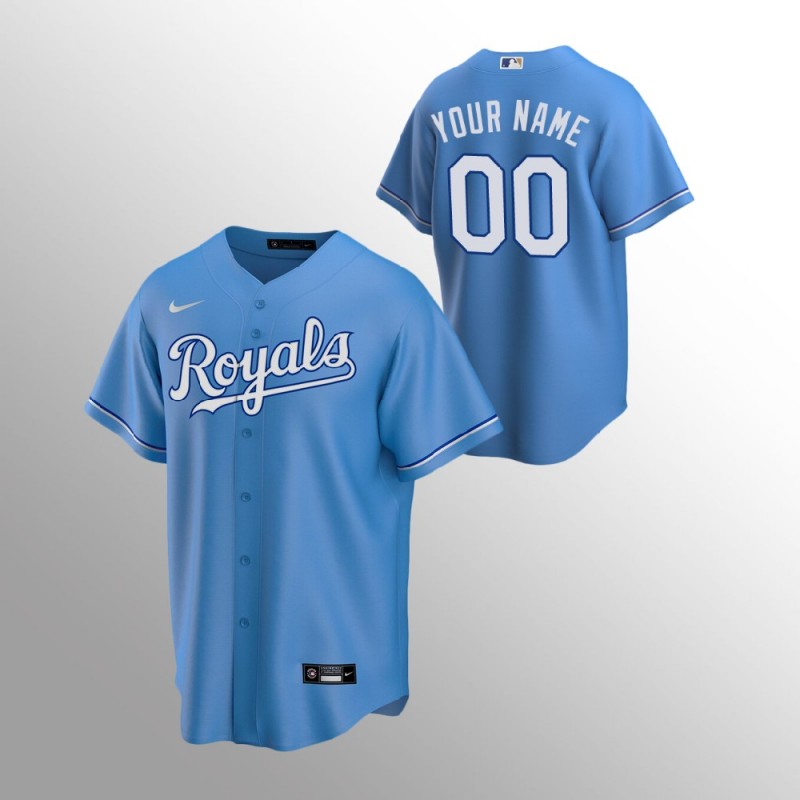 Men’S Kansas City Royals Custom #00 Light Blue  Nike Alternate Jersey – All Stitched, Embroidery