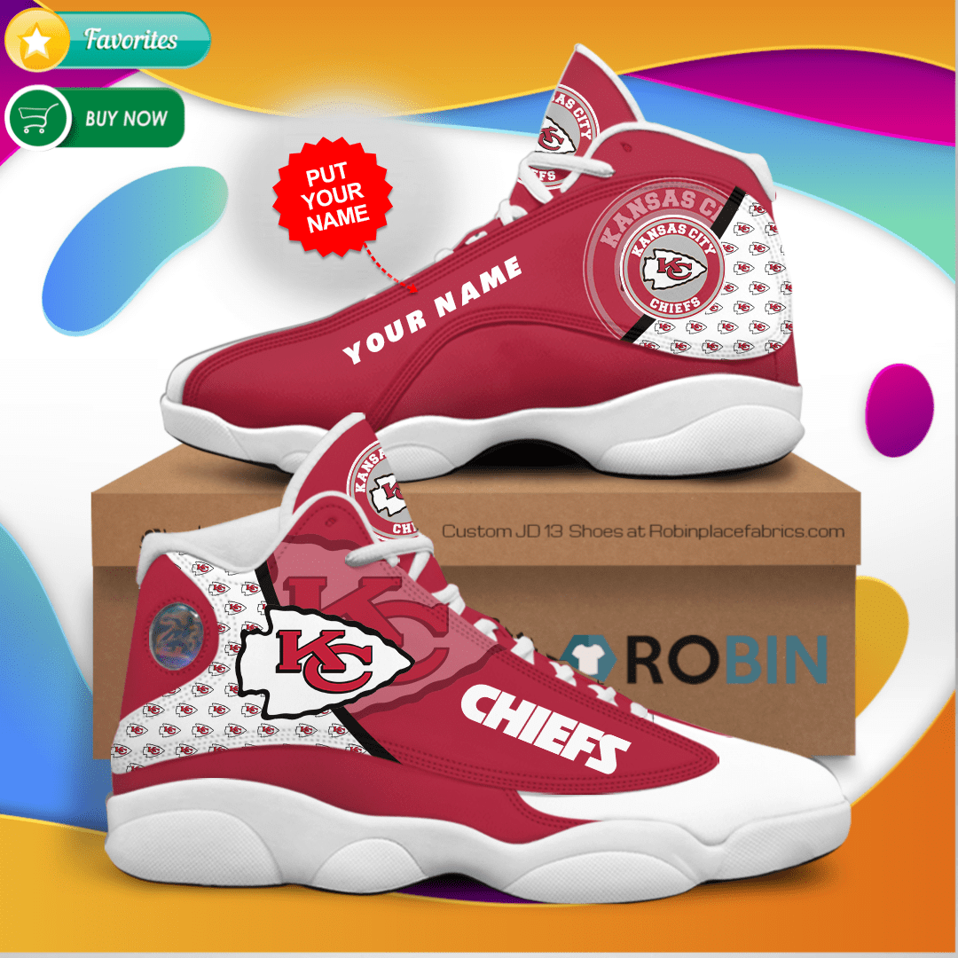 Personalized Name Kansas City Chiefs Jordan 13 Sneakers – Custom Jd13 Shoes