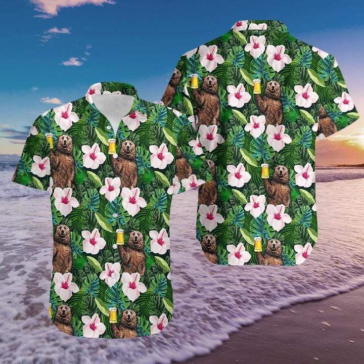 Bear Drink Beer Simple Camping Hawaiian Shirt Pre13508