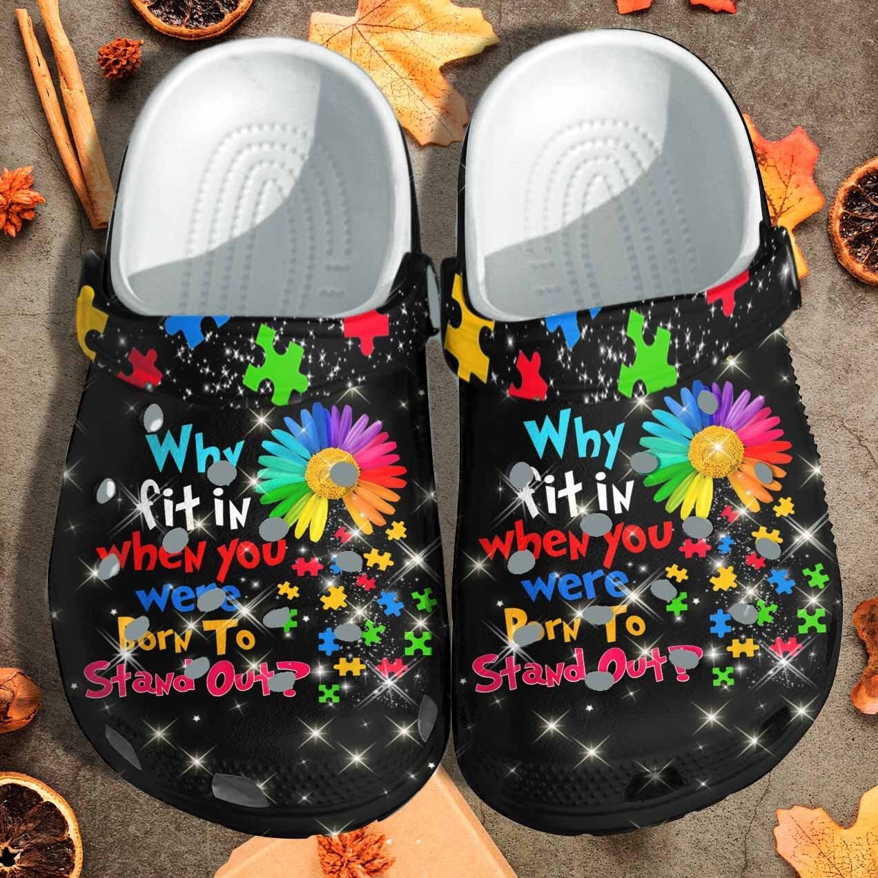 Puzzle Flower Autism Awareness Custom Crocs Shoes Clogs – Born To Stand Out Outdoor Crocs Shoes Clogs Birthday Gift For Men Women