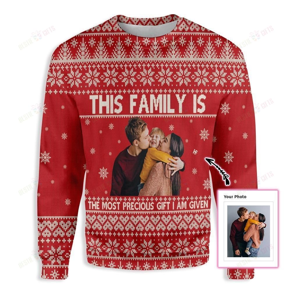 Personalized This Family Is The Most Precious Gift Ugly Christmas Custom All Over Print Sweatshirt