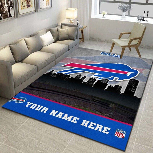 Buffalo Bills Personalized Rug, Team Living Room Carpet, Customized Floor Mat Home Decor