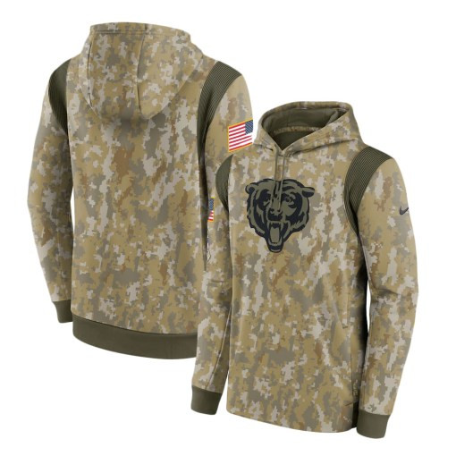 Chicago Bears Camo 2021 Salute To Service Therma Hoodie