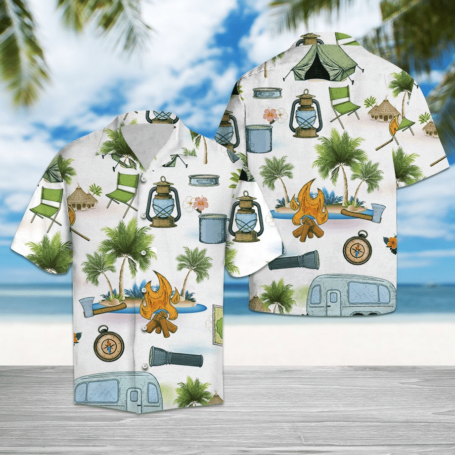 High quality Hawaiian Aloha Shirts Amazing Camping Fire - Kittyband Fashion