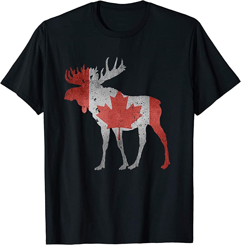 Moose Canada Flag Pride Vacation Travel Animal Canadian Gift T-Shirt