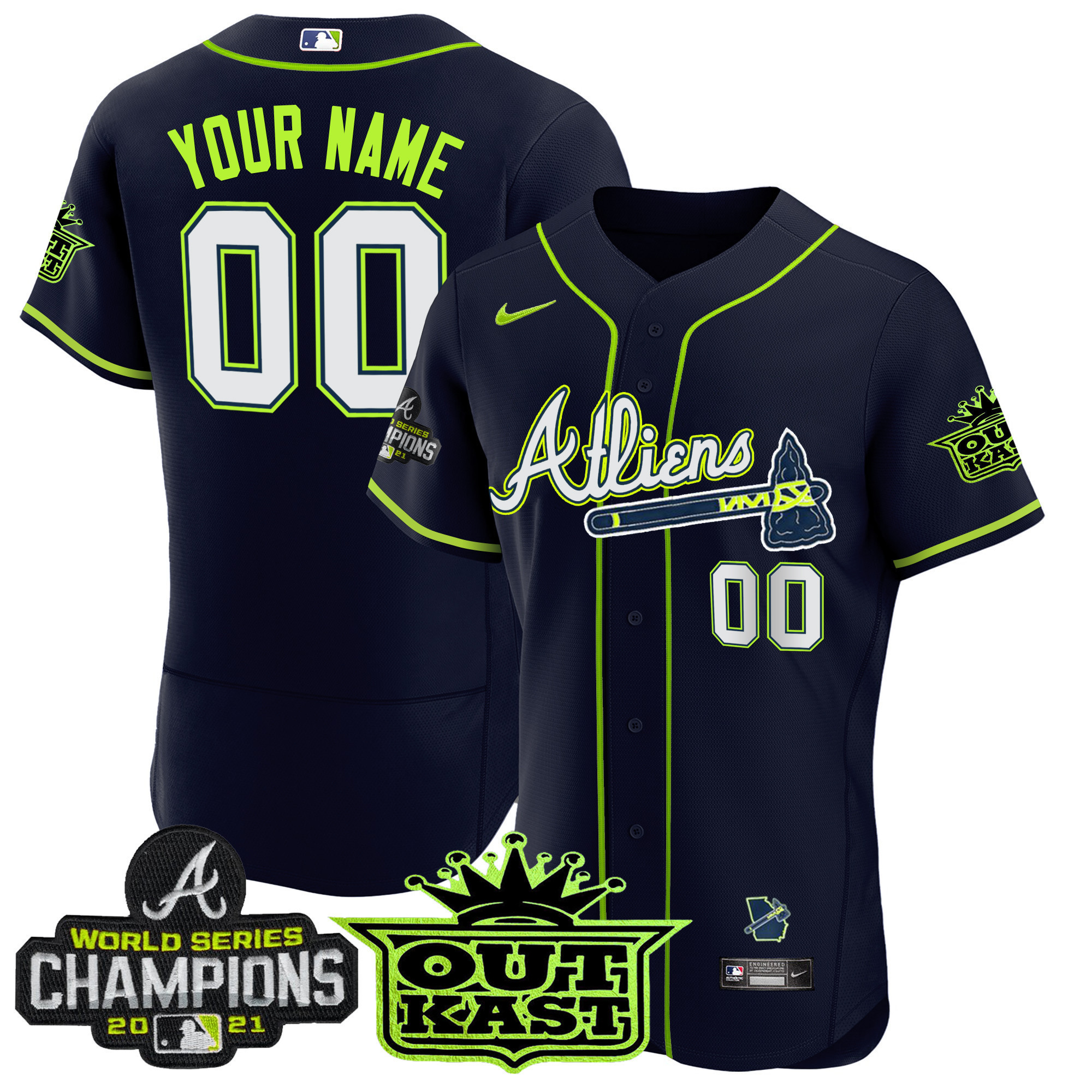 Atlanta Braves Atliens Champions Flex Base Custom Jersey – All Stitched