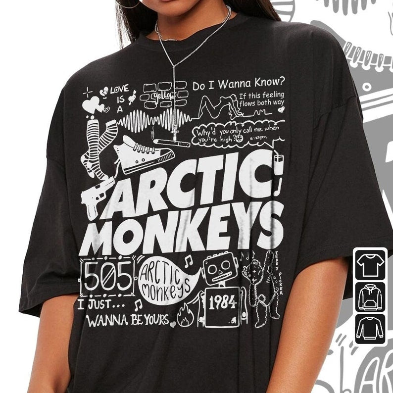 Arctic Monkey Doodle Art Shirt, Vintage Arctic Monkey Merch Album Lyrics Sweatshirt Hoodie, Arctic Monkey Tour 2023