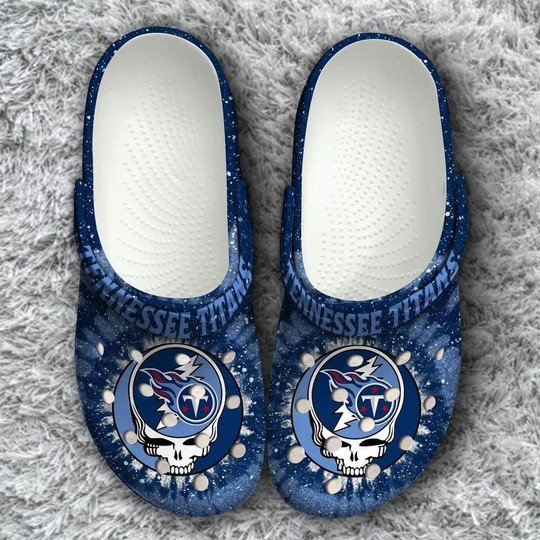 Tennessee Titans Grateful Dead Crocs Classic Clogs Shoes In Blue