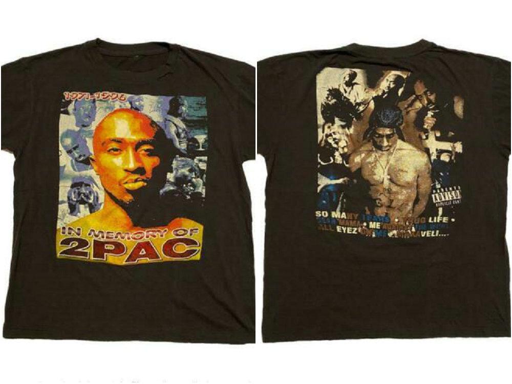 2Pac T-Shirt Black  vintage print t shirt