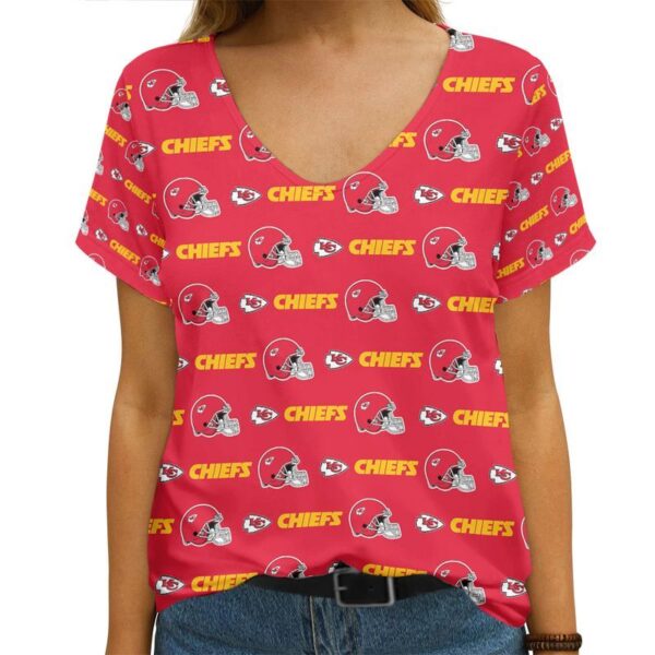 Kansas City Chiefs V-Neck Women T-Shirt New032510