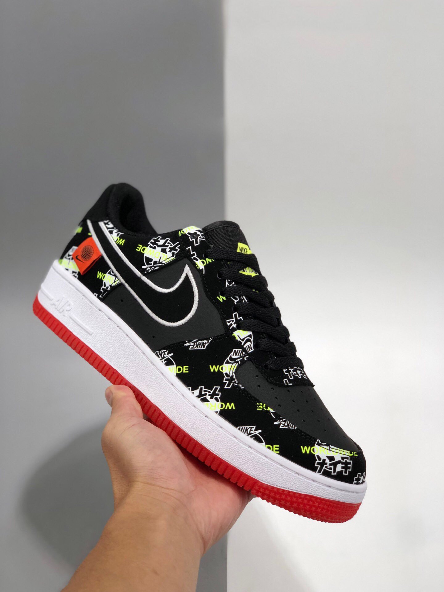 Nike Air Force 1 Worldwide BlackGreen StrikeFlash Crimson 5340659