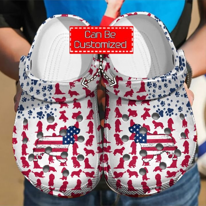 Animal Print Crocs – Cocker Spaniel American Flag Clog Shoes