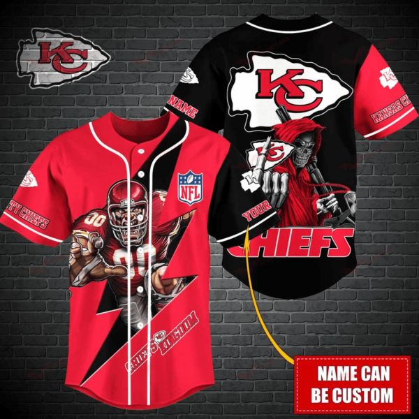 Kansas City Chiefs Personalized Baseball Jersey Bg480