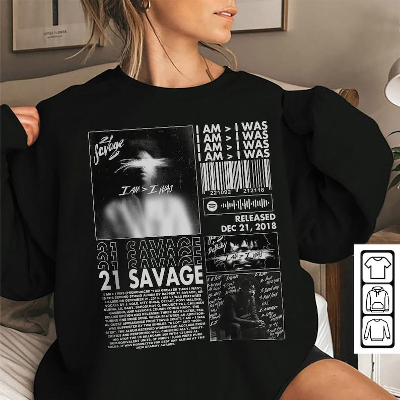 21 Savage Rap Shirt, I Am Greater Than I Was 90S Y2K Merch Vintage Rapper Hiphop Sweatshirt, Retro Unisex Gift Bootleg Hoodie