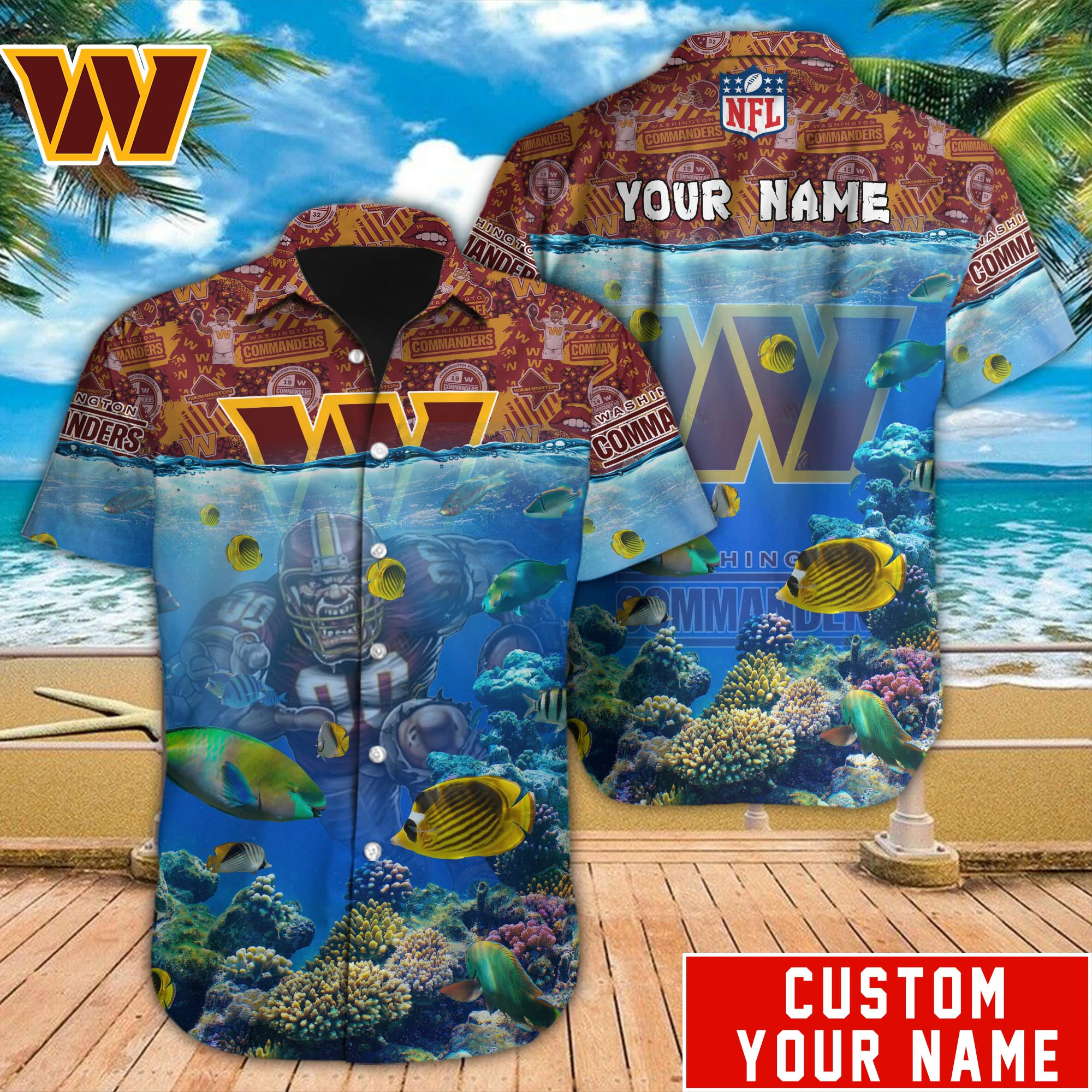 Washington Commanders Nfl-Hawaiian Shirt Custom M-39359