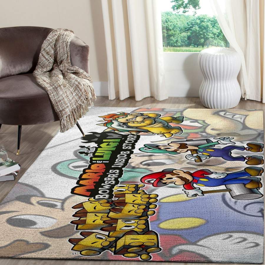 Mario vs Luigi’s SuperStar Saga Nintendo Switch FN070227 Gaming Area Rug – Floor Decor The US Decor