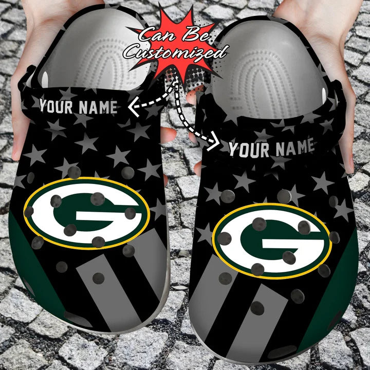 Football Crocs – Personalized Green Bay Packers Star Flag Clog Shoes‘