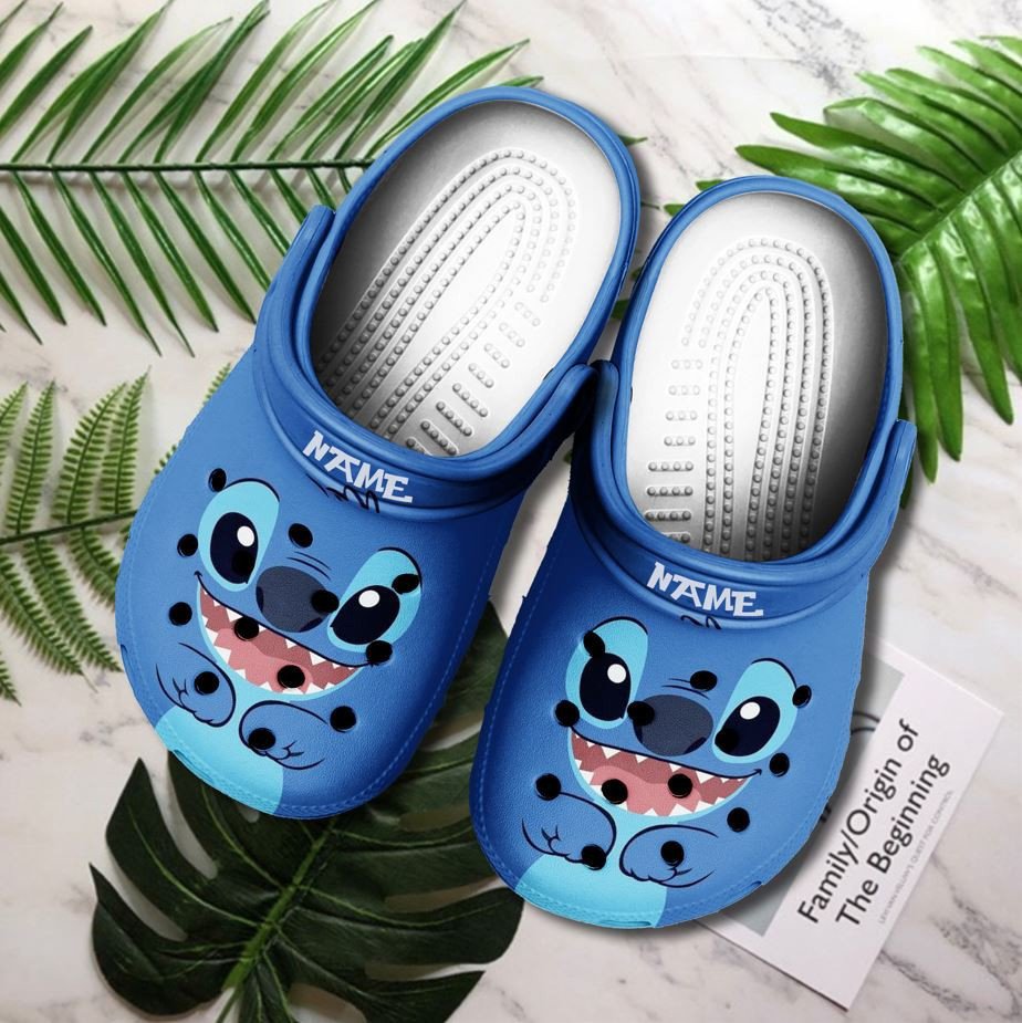 Stitch Custom Name Crocs Crocband Clog Comfortable Water Shoes In Blue