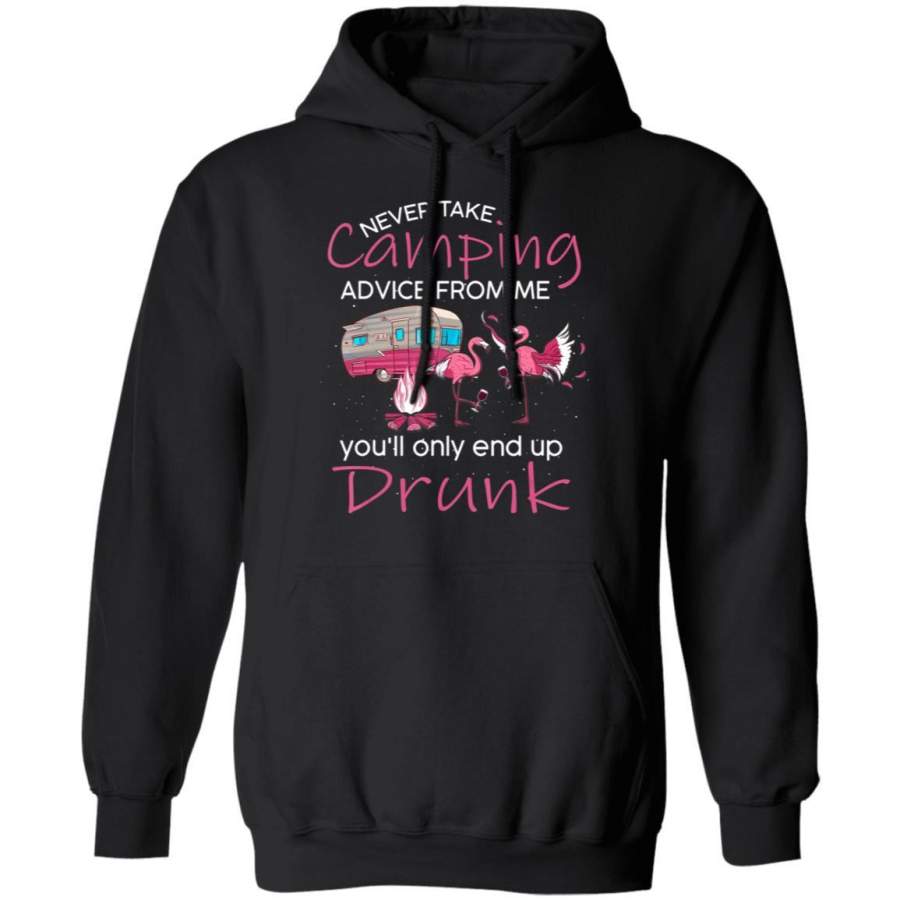 You’ll only end up drunk Funny Go camping Flamingo Hoodie