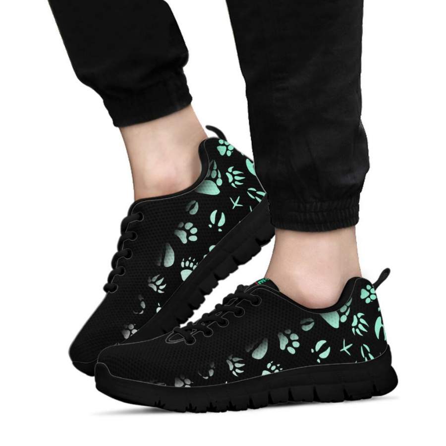 Animal Footprints Teal Gradient –  Women’s Sneakers