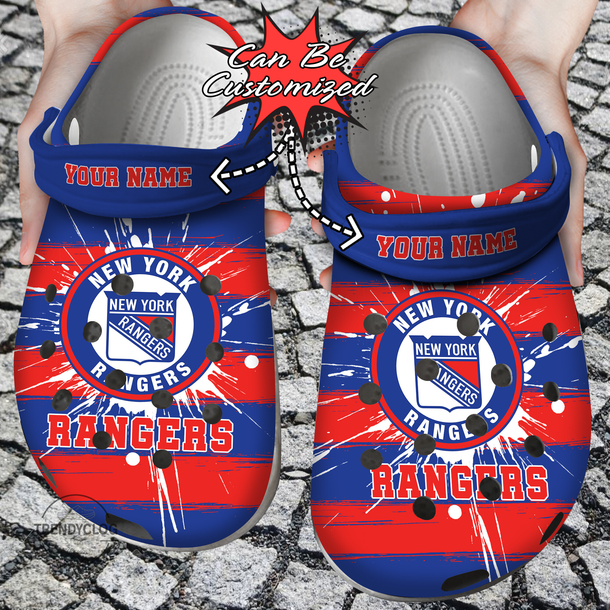 Hockey Crocs – Personalized Ny Rangers Spoon Graphics Watercolour Clog Shoes