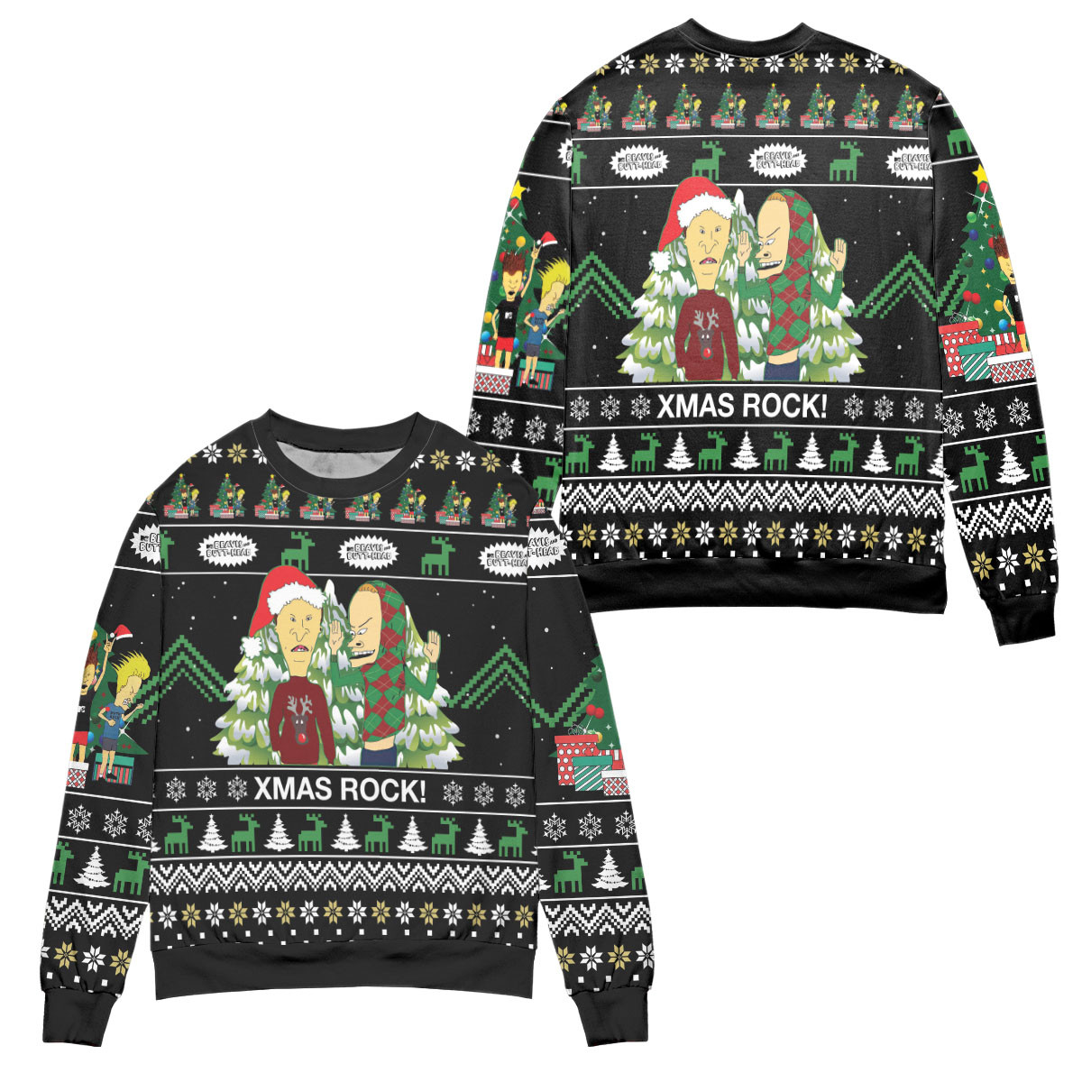 Beavis And Butt-Head Xmas Rock! Ugly Christmas Sweater – All Over Print 3D Sweater